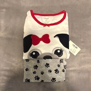 Red and Gray Dog Print Kids Pajamas